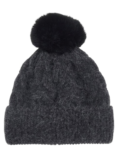 KNITTED Hat with pom poms DARK GRAY - Hats