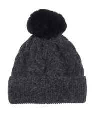 GUESS KNITTED Hat with pom poms DARK GRAY - Hats - 2