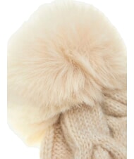 GUESS KNITTED Hat with pom poms white - Hats - 4
