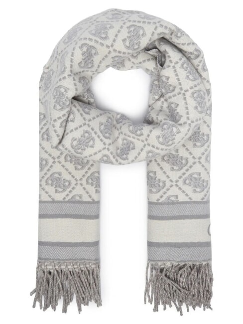 JACQUARD Scarf with fringes grey logo - Scarves