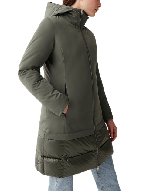 PURENESS Bi-material down jacket with hood underwood - Women's down jackets
