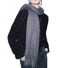 LIUJO LOGO Fringed scarf black/anthracite - Scarves - 2
