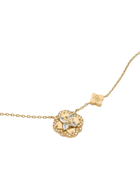 WILD FLOWER Necklace with central heart-shaped charm yellow gold - Necklaces