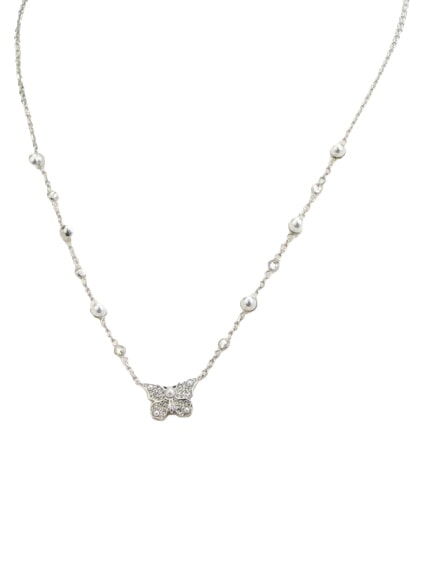 BORBOLETA Butterfly Pendant Necklace SILVER - Necklaces