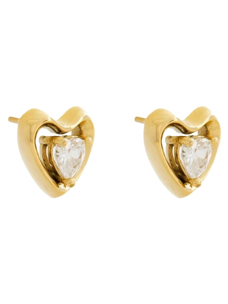BELOVED Earrings, heart shape yellow gold - Earrings