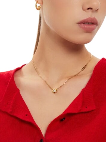 STYLISH GUESS Necklace, coin shape with logo yellow gold - Necklaces