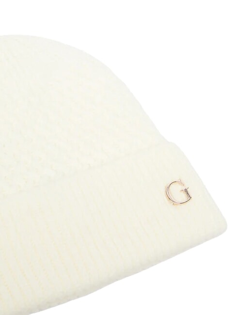 KNITTED Hat with cuff and logo on the side OFFWHITE - Hats