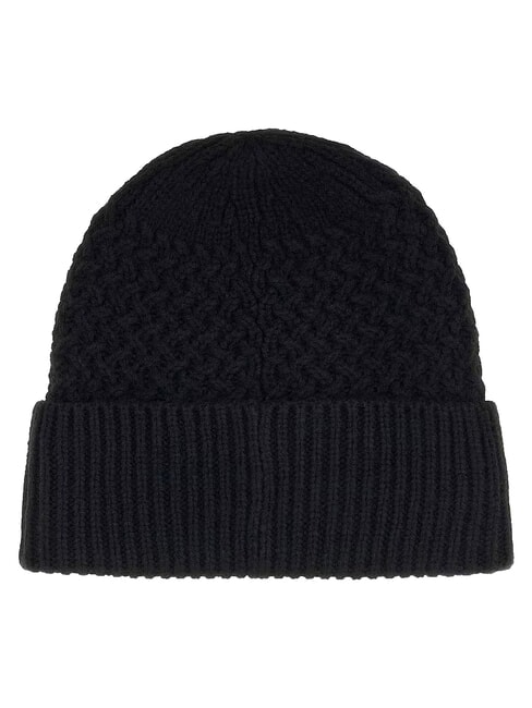 KNITTED Hat with cuff and logo on the side BLACK - Hats