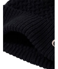 GUESS KNITTED Hat with cuff and logo on the side BLACK - Hats - 4