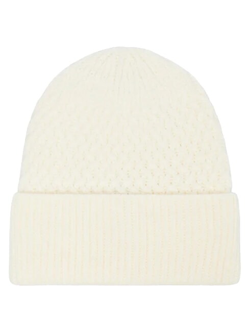 KNITTED Hat with cuff and logo on the side OFFWHITE - Hats