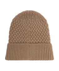 GUESS KNITTED Hat with cuff and logo on the side BEIGE - Hats - 2