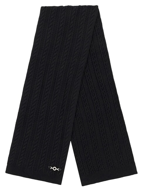FRANCES KNITTED Scarf with braided work BLACK - Scarves
