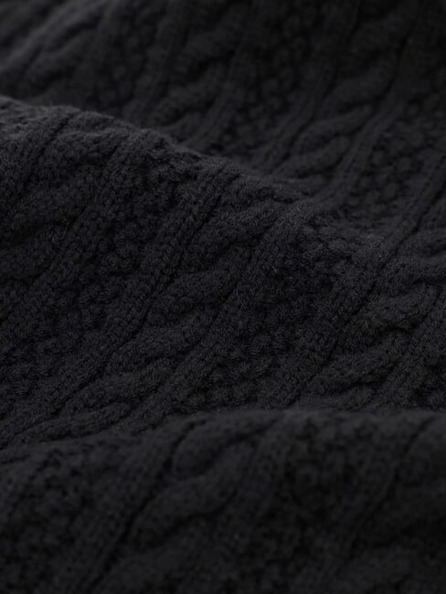 FRANCES KNITTED Scarf with braided work BLACK - Scarves