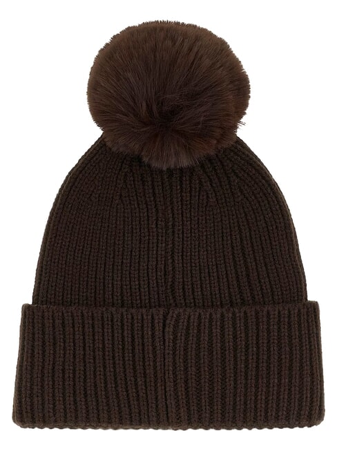 AMORETTE KNITTED Hat with pom poms bitter brown - Hats