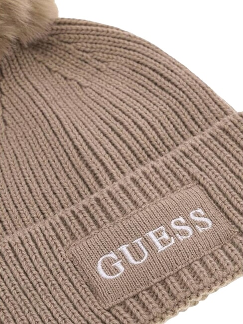 AMORETTE KNITTED Hat with pom poms taupe - Hats