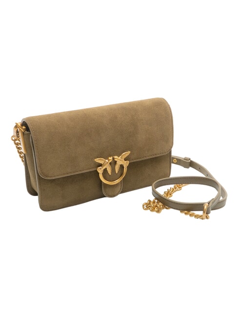 LOVE ONE SLOUCHY Mini shoulder bag, in leather dark olive green-antique gol - Women&rsquo;s Bags