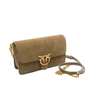 PINKO LOVE ONE SLOUCHY Mini shoulder bag, in leather dark olive green-antique gol - Women&rsquo;s Bags - 2