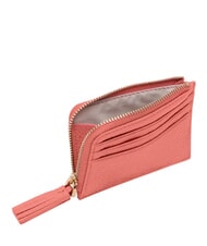 COCCINELLE TASSEL Card holder with zip in hammered leather pink clay - Women&rsquo;s Wallets - 2