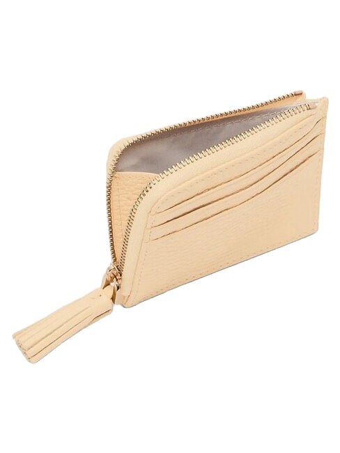 TASSEL Card holder with zip in hammered leather birch - Women&rsquo;s Wallets