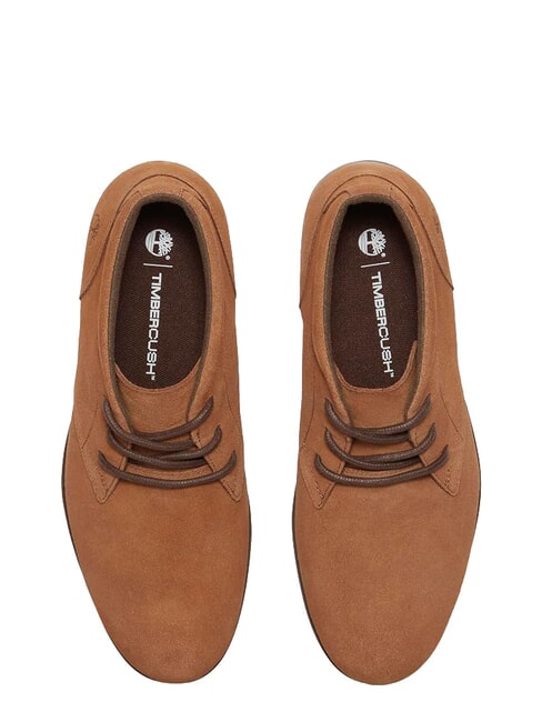 BRITTON SQUARE Low lace-up ankle boot in leather rust suede - Men&rsquo;s shoes