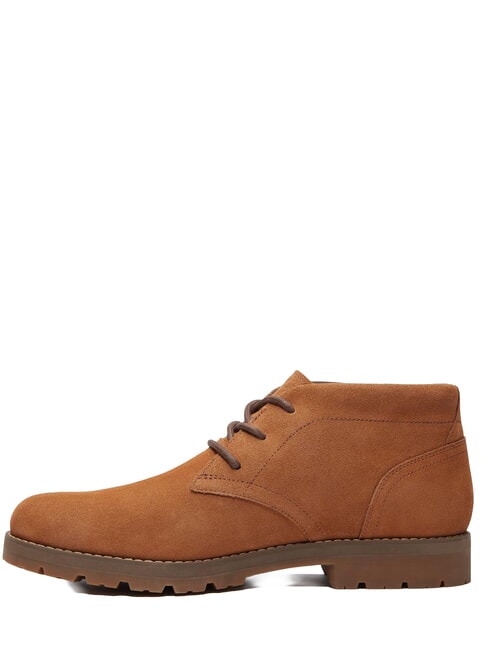 BRITTON SQUARE Low lace-up ankle boot in leather rust suede - Men&rsquo;s shoes