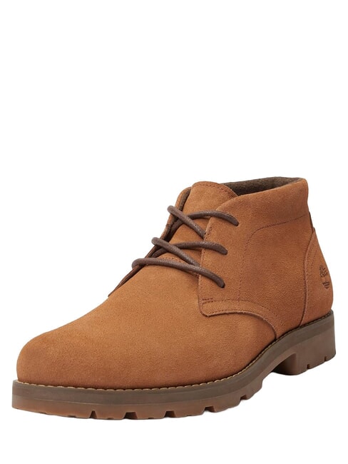 BRITTON SQUARE Low lace-up ankle boot in leather rust suede - Men&rsquo;s shoes